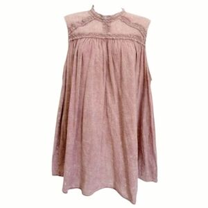 eri + ali Anthropologie Acid Washed Pink Romantic Cottage Blouse Size Medium